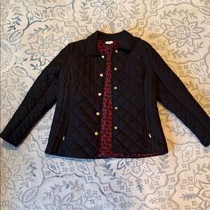 crown & ivy Black Quilted Utility Jacket with Gold Buttons
